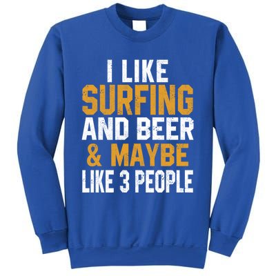 I Like Surfing And Beer Surfer Hawaiian Surfboard Dad Mom Gift Sweatshirt