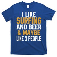 I Like Surfing And Beer Surfer Hawaiian Surfboard Dad Mom Gift T-Shirt