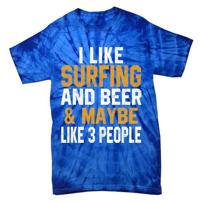 I Like Surfing And Beer Surfer Hawaiian Surfboard Dad Mom Gift Tie-Dye T-Shirt