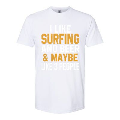 I Like Surfing And Beer Surfer Hawaiian Surfboard Dad Mom Gift Softstyle CVC T-Shirt