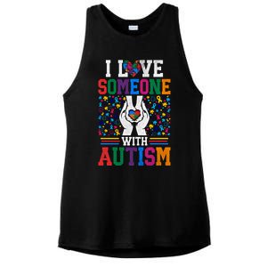 I Love Someone With Autism Autistic Support Meaningful Gift Ladies PosiCharge Tri-Blend Wicking Tank