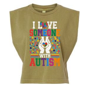 I Love Someone With Autism Autistic Support Meaningful Gift Garment-Dyed Women's Muscle Tee