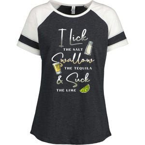 I Lick Salt Swallow Tequila Suck Lime Cinco De Mayo Mexico Gift Enza Ladies Jersey Colorblock Tee