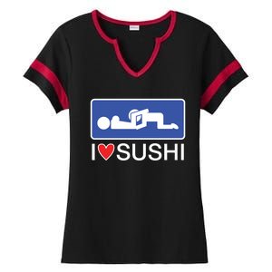 I Love Sushi Adult Ladies Halftime Notch Neck Tee