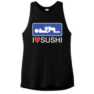 I Love Sushi Adult Ladies PosiCharge Tri-Blend Wicking Tank