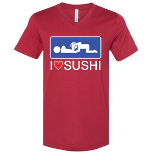 I Love Sushi Adult V-Neck T-Shirt