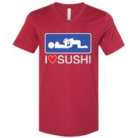 I Love Sushi Adult V-Neck T-Shirt