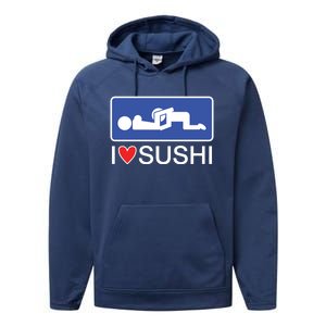 I Love Sushi Adult Performance Fleece Hoodie