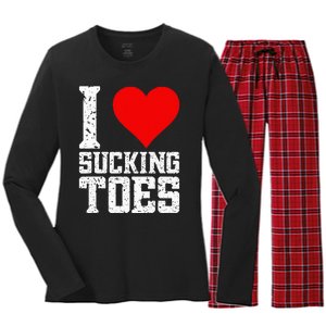 I Love Sucking Toes Funny Embarrassing Funny Airport Women's Long Sleeve Flannel Pajama Set 