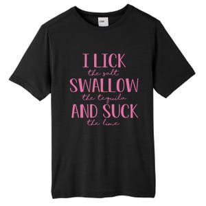 I Lick Salt Swallow Tequila Suck Lime Cinco De Mayo Mexico Funny Gift Tall Fusion ChromaSoft Performance T-Shirt