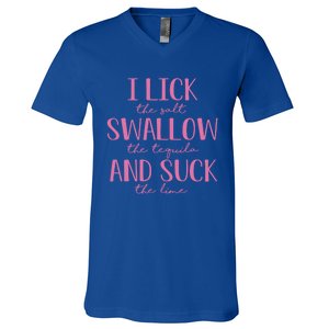 I Lick Salt Swallow Tequila Suck Lime Cinco De Mayo Mexico Funny Gift V-Neck T-Shirt