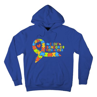 I Love Someone With Autism Awareness Autism Ribbon Family Great Gift Hoodie