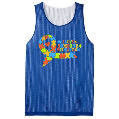 I Love Someone With Autism Awareness Autism Ribbon Family Great Gift Mesh Reversible Basketball Jersey Tank