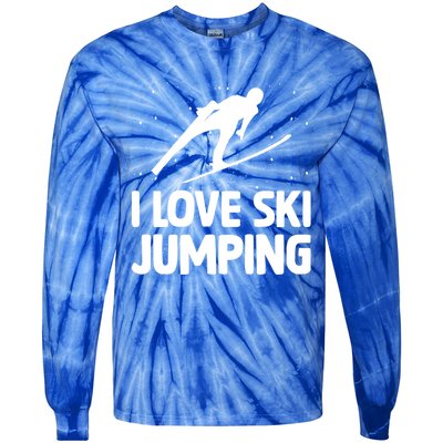 I Love Ski Jumping Winter Sports Ramp Lover Skijumping Fan Cool Gift Tie-Dye Long Sleeve Shirt