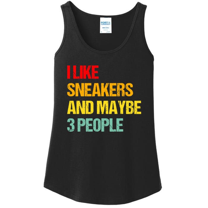 I Like Sneakers And Maybe 3 People Ladies Essential Tank