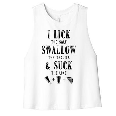 I Lick Salt Swallow Tequila Suck Lime Cinco De Mayo Mexico Gift Women's Racerback Cropped Tank