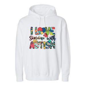 I Love Someone With Autism Garment-Dyed Fleece Hoodie