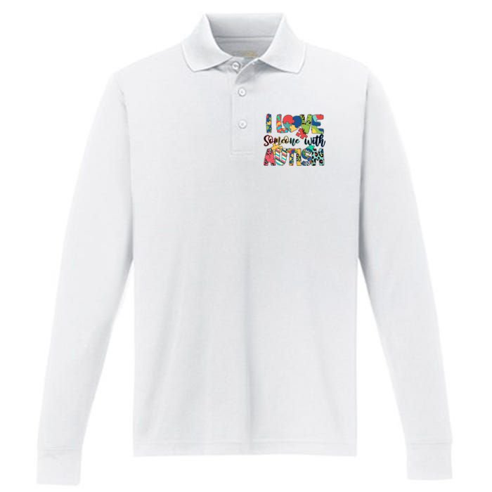 I Love Someone With Autism Performance Long Sleeve Polo