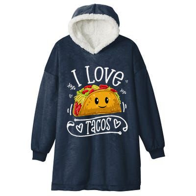 I Love Tacos Cinco De Mayo Women Taco Hooded Wearable Blanket