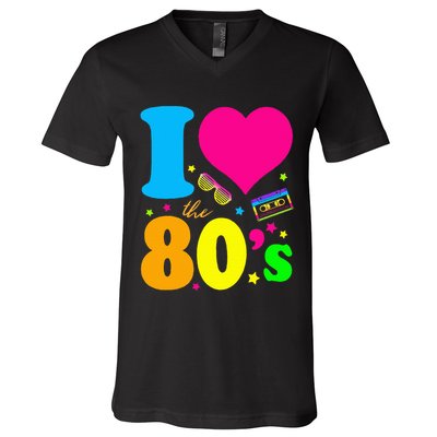 I Love The 80s 90s Costume Funny Party V-Neck T-Shirt