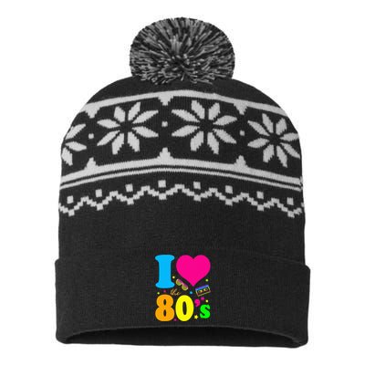 I Love The 80s 90s Costume Funny Party USA-Made Snowflake Beanie