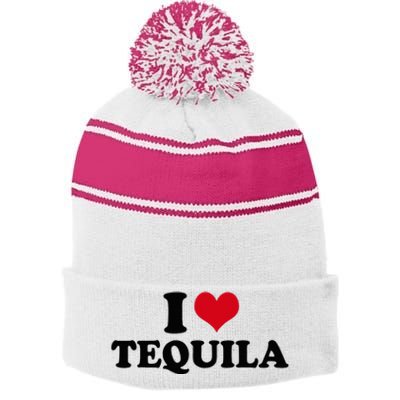 I Love Tequila Stripe Pom Pom Beanie