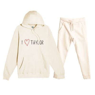 I love Taylor I heart Taylor First Name Premium Hooded Sweatsuit Set