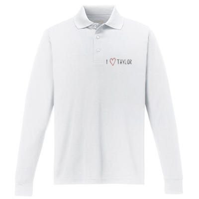 I love Taylor I heart Taylor First Name Performance Long Sleeve Polo