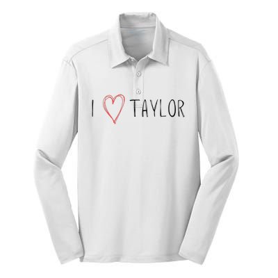 I love Taylor I heart Taylor First Name Silk Touch Performance Long Sleeve Polo