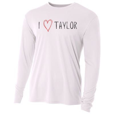 I love Taylor I heart Taylor First Name Cooling Performance Long Sleeve Crew