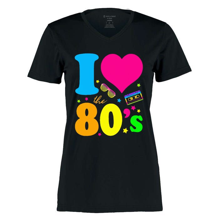 I Love The 80S 80s 90s Costume Party Women's Momentum V-Neck T-Shirt