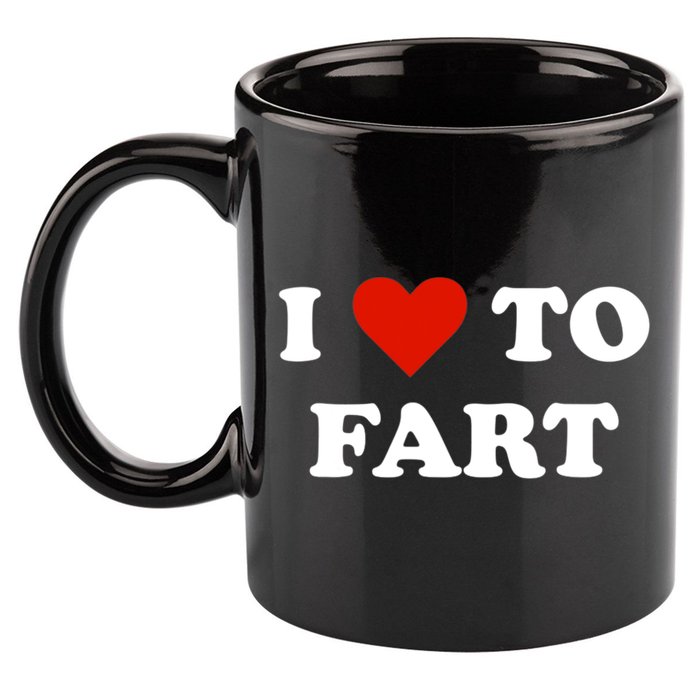 I Love To Fart Heart 11oz C Handle Ceramic Mug