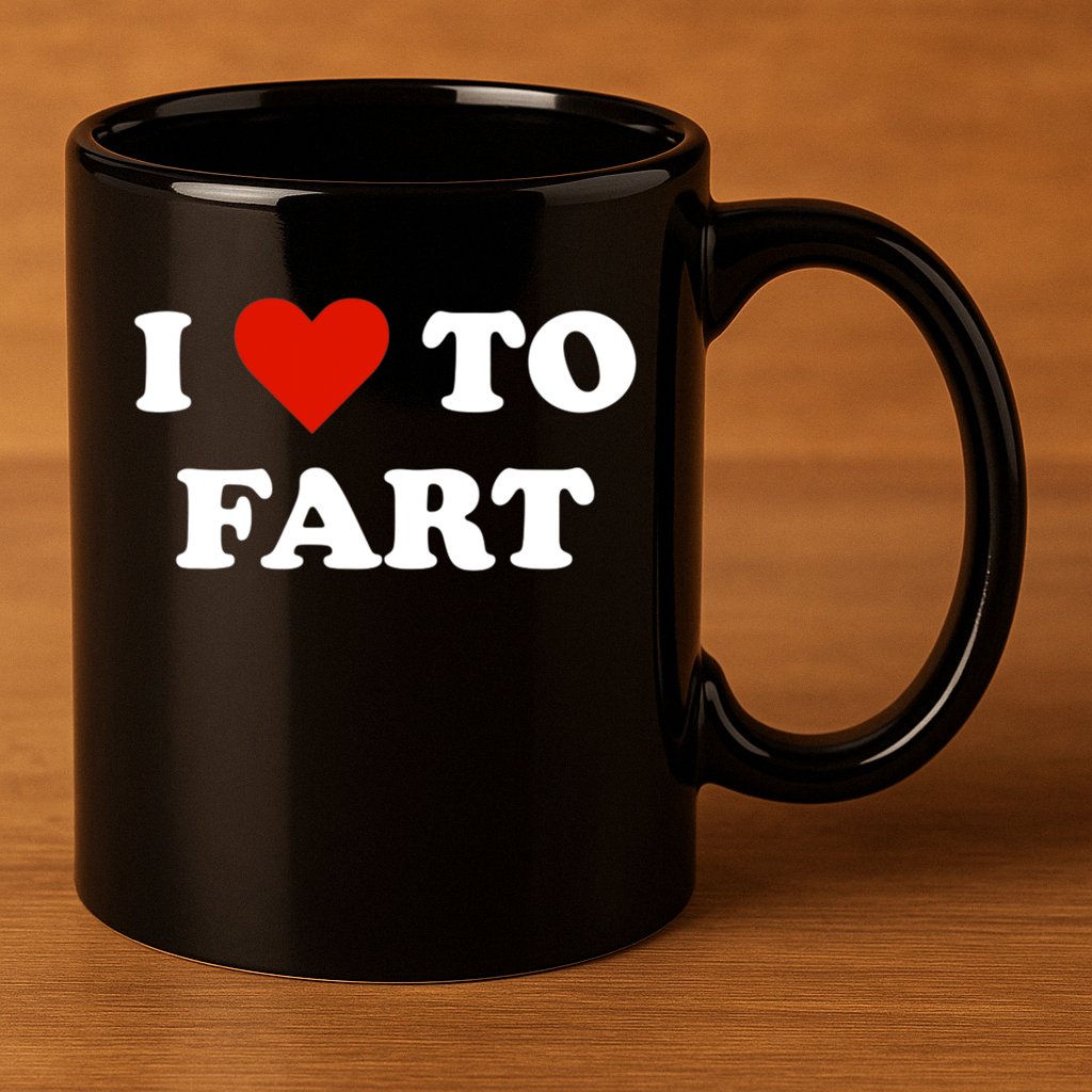 I Love To Fart Heart 11oz C Handle Ceramic Mug