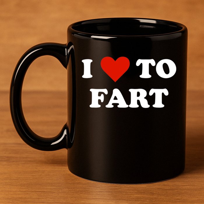 I Love To Fart Heart 11oz C Handle Ceramic Mug