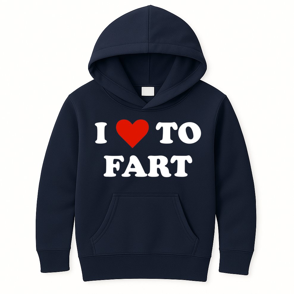 I Love To Fart Heart Kids Hoodie