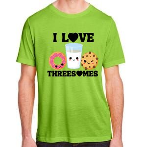 I Love Threesomes Donut Cookie Milk Valentine Pun Adult ChromaSoft Performance T-Shirt