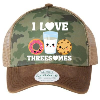 I Love Threesomes Donut Cookie Milk Valentine Pun Legacy Tie Dye Trucker Hat