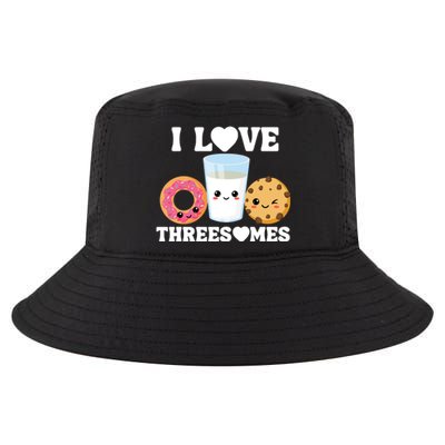 I Love Threesomes Donut Cookie Milk Valentine Pun Cool Comfort Performance Bucket Hat