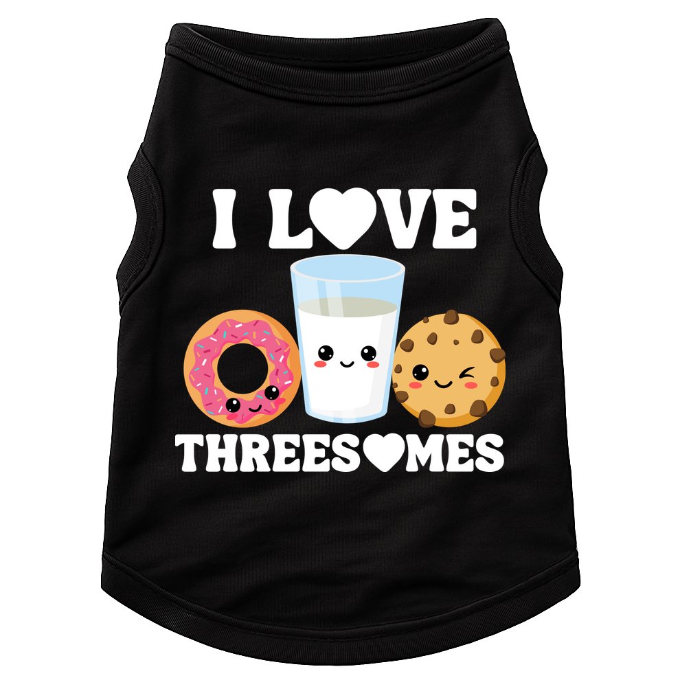 I Love Threesomes Donut Cookie Milk Valentine Pun Doggie Tank