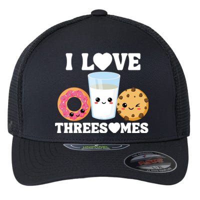 I Love Threesomes Donut Cookie Milk Valentine Pun Flexfit Unipanel Trucker Cap