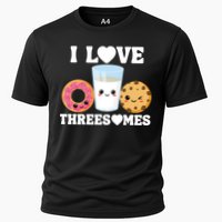 I Love Threesomes Donut Cookie Milk Valentine Pun Cooling Performance Crew T-Shirt