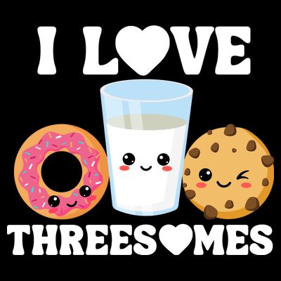 I Love Threesomes Donut Cookie Milk Valentine Pun T-Shirt