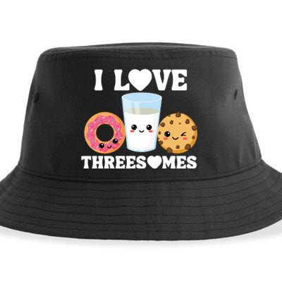 I Love Threesomes Donut Cookie Milk Valentine Pun Sustainable Bucket Hat