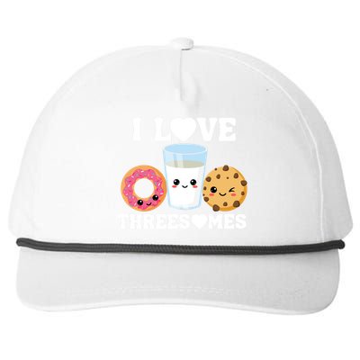 I Love Threesomes Donut Cookie Milk Valentine Pun Snapback Five-Panel Rope Hat