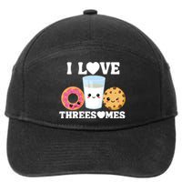 I Love Threesomes Donut Cookie Milk Valentine Pun 7-Panel Snapback Hat