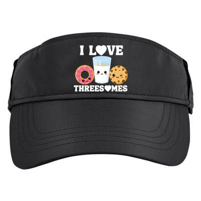 I Love Threesomes Donut Cookie Milk Valentine Pun Adult Drive Performance Visor