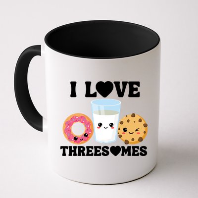 I Love Threesomes Donut Cookie Milk Valentine Pun Mug