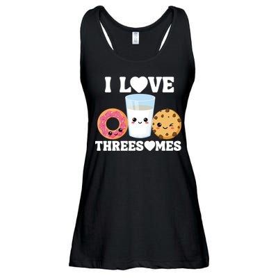 I Love Threesomes Donut Cookie Milk Valentine Pun Ladies Essential Flowy Tank