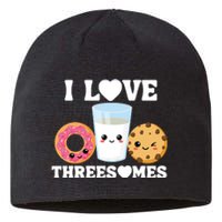 I Love Threesomes Donut Cookie Milk Valentine Pun Sustainable Beanie