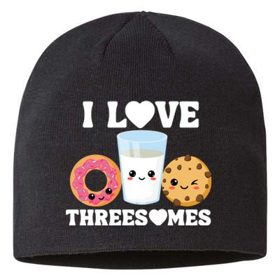 I Love Threesomes Donut Cookie Milk Valentine Pun Sustainable Beanie